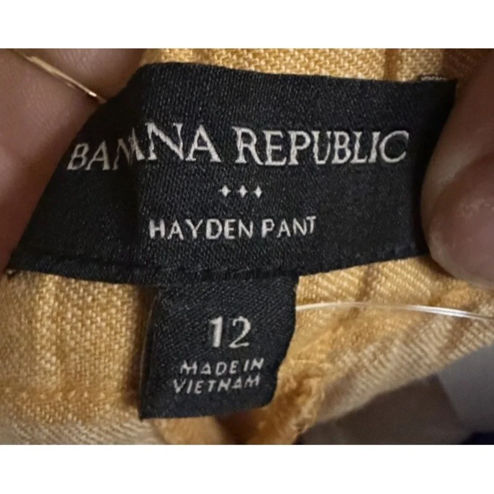Banana Republic Hayden Pant Linen Blend Tapered Ankle Pants Tan Size 12 NWT